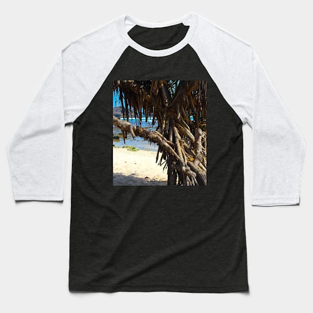 Tree trunks at Watu Karung sand beach Baseball T-Shirt by kall3bu